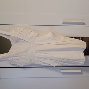 BCBGeneration White Draped Pleated Mini Dress